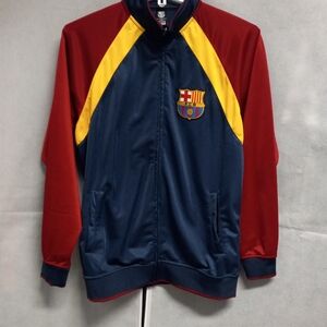 FCB FC Barcelona Official Licensed Soccer Jacket Size Large Navy/Red/Yellow